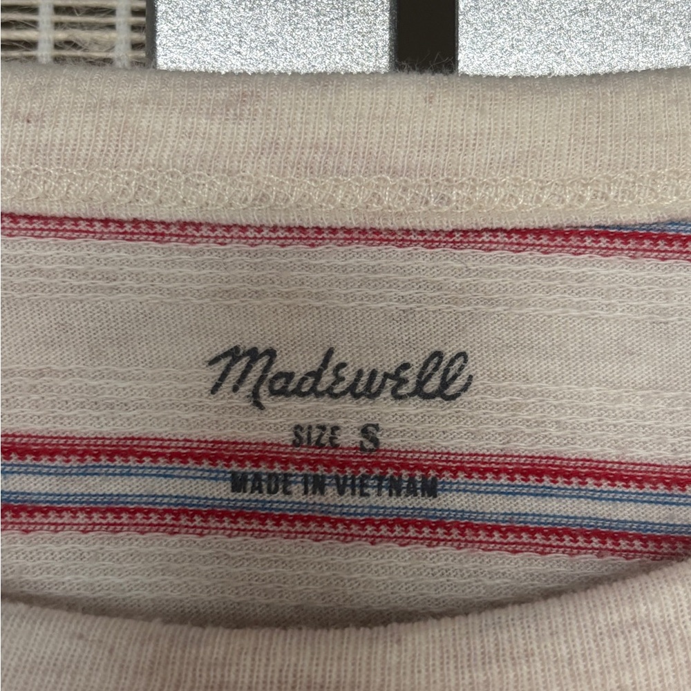Madewell Cream and Red Striped Tee - Picture 2 of 4